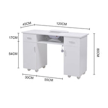 Load image into Gallery viewer, 120cm Wide Wheeled Manicure Table with Electric Dust Extractor Dressing Tables Living and Home