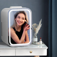 Load image into Gallery viewer, White 12L Mini Makeup Storage Fridge with LED Mirror Door Makeup Organizers Living and Home