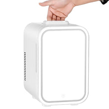 Load image into Gallery viewer, White 12L Mini Makeup Storage Fridge with LED Mirror Door Makeup Organizers Living and Home