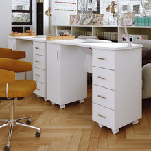 Load image into Gallery viewer, 120cm Wide White Manicure Table with Dust Collector and Wrist Cushion Dressing Tables Living and Home