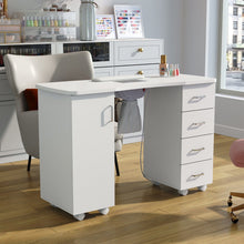 Load image into Gallery viewer, 120cm Wide White Manicure Table with Dust Collector and Wrist Cushion Dressing Tables Living and Home