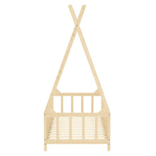 Load image into Gallery viewer, Wood House Bed Frame Low Platform Kids Bed with Safety Fence Bed Frames Living and Home