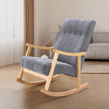 Load image into Gallery viewer, Solid Wood Rocking Chair with Velvet Upholstered Rocking Chairs Living and Home Drak Grey