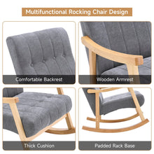 Load image into Gallery viewer, Solid Wood Rocking Chair with Velvet Upholstered Rocking Chairs Living and Home