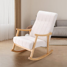 Load image into Gallery viewer, Solid Wood Rocking Chair with Velvet Upholstered Rocking Chairs Living and Home Beige