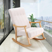 Load image into Gallery viewer, Solid Wood Rocking Chair with Velvet Upholstered Rocking Chairs Living and Home