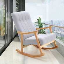 Load image into Gallery viewer, Solid Wood Rocking Chair with Velvet Upholstered Rocking Chairs Living and Home