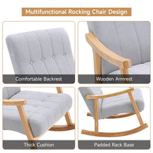 Load image into Gallery viewer, Solid Wood Rocking Chair with Velvet Upholstered Rocking Chairs Living and Home