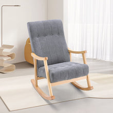Load image into Gallery viewer, Solid Wood Rocking Chair with Velvet Upholstered Rocking Chairs Living and Home Light Grey