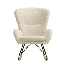 Load image into Gallery viewer, Modern Faux Wool Rocking Chair Upholstered Beige Rocking Chairs Living and Home