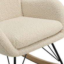 Load image into Gallery viewer, Modern Faux Wool Rocking Chair Upholstered Beige Rocking Chairs Living and Home
