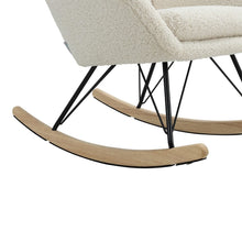 Load image into Gallery viewer, Modern Faux Wool Rocking Chair Upholstered Beige Rocking Chairs Living and Home