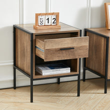 Load image into Gallery viewer, Mid-Century One Drawer Wooden Nightstand Sofa Side Table