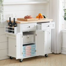 Load image into Gallery viewer, Modern Rolling Wooden Kitchen Island Cart with Storage Cabinet Carts & Islands Living and Home