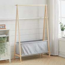 Load image into Gallery viewer, Freestanding Solid Wood Coat Rack with Gray Fabric Cover Living and Home