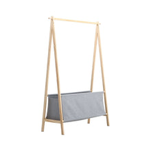 Load image into Gallery viewer, Freestanding Solid Wood Coat Rack with Gray Fabric Cover Living and Home