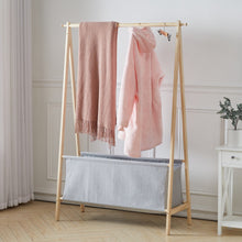 Load image into Gallery viewer, Freestanding Solid Wood Coat Rack with Gray Fabric Cover Living and Home