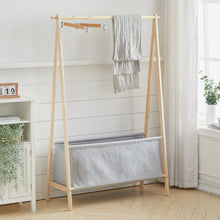 Load image into Gallery viewer, Freestanding Solid Wood Coat Rack with Gray Fabric Cover Living and Home