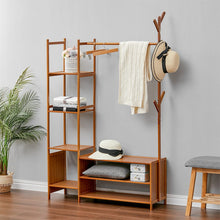 Load image into Gallery viewer, Freestanding Bamboo Clothes Rack with Storage Shelves Living and Home