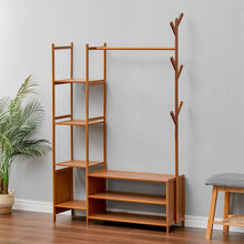 Load image into Gallery viewer, Freestanding Bamboo Clothes Rack with Storage Shelves Living and Home