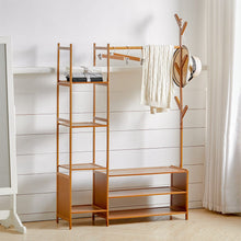 Load image into Gallery viewer, Freestanding Bamboo Clothes Rack with Storage Shelves Living and Home