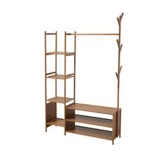 Load image into Gallery viewer, Freestanding Bamboo Clothes Rack with Storage Shelves Living and Home
