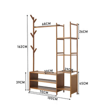 Load image into Gallery viewer, Freestanding Bamboo Clothes Rack with Storage Shelves Living and Home