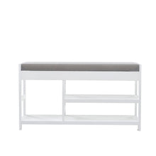 Load image into Gallery viewer, 2-Tier Wood Shoe Storage Bench with Padded Seat Benches Living and Home