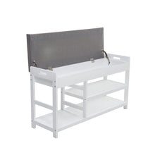 Load image into Gallery viewer, 2-Tier Wood Shoe Storage Bench with Padded Seat Benches Living and Home