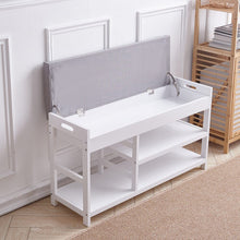 Load image into Gallery viewer, 2-Tier Wood Shoe Storage Bench with Padded Seat Benches Living and Home