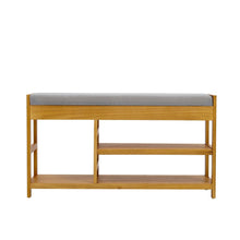 Load image into Gallery viewer, 2-Tier Wood Shoe Storage Bench with Padded Seat Benches Living and Home