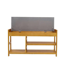 Load image into Gallery viewer, 2-Tier Wood Shoe Storage Bench with Padded Seat Benches Living and Home