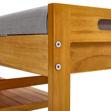 Load image into Gallery viewer, 2-Tier Wood Shoe Storage Bench with Padded Seat Benches Living and Home