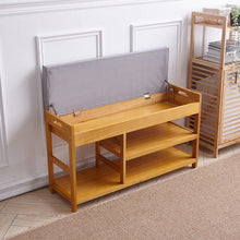 Load image into Gallery viewer, 2-Tier Wood Shoe Storage Bench with Padded Seat Benches Living and Home