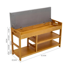 Load image into Gallery viewer, 2-Tier Wood Shoe Storage Bench with Padded Seat Benches Living and Home