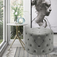 Load image into Gallery viewer, Round Velvet Buttoned Footstool Living and Home