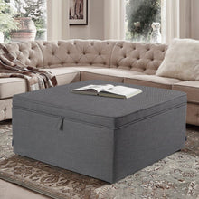 Load image into Gallery viewer, Linen Upholstered Storage Ottoman Footstool Living and Home