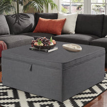 Load image into Gallery viewer, Linen Upholstered Storage Ottoman Footstool Living and Home