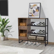 Load image into Gallery viewer, Direct Modern Walnut 3 Tier Shoe Organizer Shelf Living and Home
