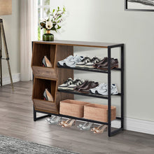 Load image into Gallery viewer, Direct Modern Walnut 3 Tier Shoe Organizer Shelf Living and Home