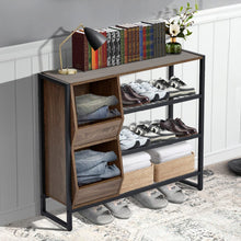 Load image into Gallery viewer, Direct Modern Walnut 3 Tier Shoe Organizer Shelf Living and Home