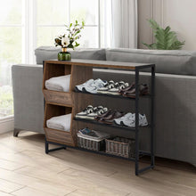 Load image into Gallery viewer, Direct Modern Walnut 3 Tier Shoe Organizer Shelf Living and Home