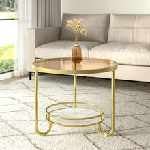 Load image into Gallery viewer, 2 Tier Round Glass and Slate Coffee Table Coffee Tables Living and Home