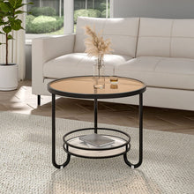 Load image into Gallery viewer, 2 Tier Round Glass and Slate Coffee Table Coffee Tables Living and Home