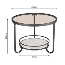 Load image into Gallery viewer, 2 Tier Round Glass and Slate Coffee Table Coffee Tables Living and Home