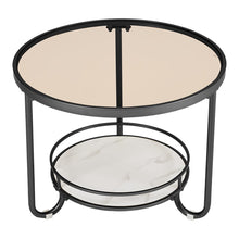 Load image into Gallery viewer, 2 Tier Round Glass and Slate Coffee Table Coffee Tables Living and Home