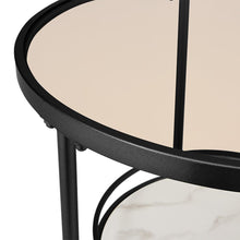 Load image into Gallery viewer, 2 Tier Round Glass and Slate Coffee Table Coffee Tables Living and Home
