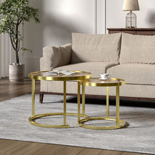Load image into Gallery viewer, Set of 2 Tea Glass Round Nesting Coffee Table Coffee Tables Living and Home