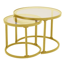 Load image into Gallery viewer, Set of 2 Tea Glass Round Nesting Coffee Table Coffee Tables Living and Home