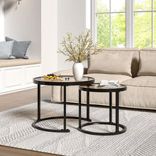 Load image into Gallery viewer, Set of 2 Tea Glass Round Nesting Coffee Table Coffee Tables Living and Home Black